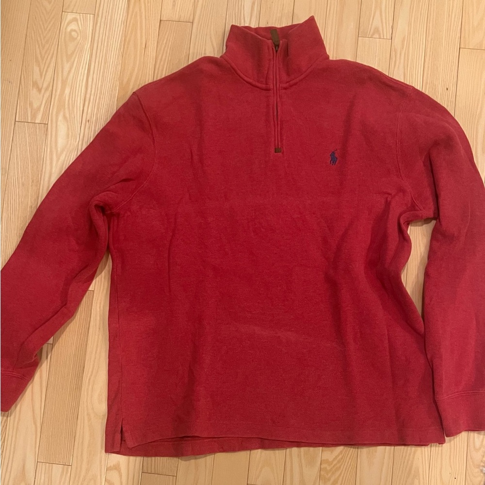 Polo by Ralph Lauren Men's Quarter Zip-Up Red Sweater